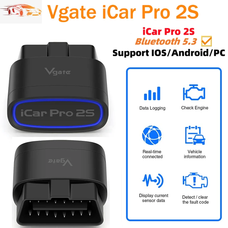 Vgate iCar Pro 2S ELM327 Bluetooth 5.3 for Android/IOS/PC OBD2 Car Diagnostic Tool elm 327 Upgraded OBD 2 V2.3 Auto Scanner