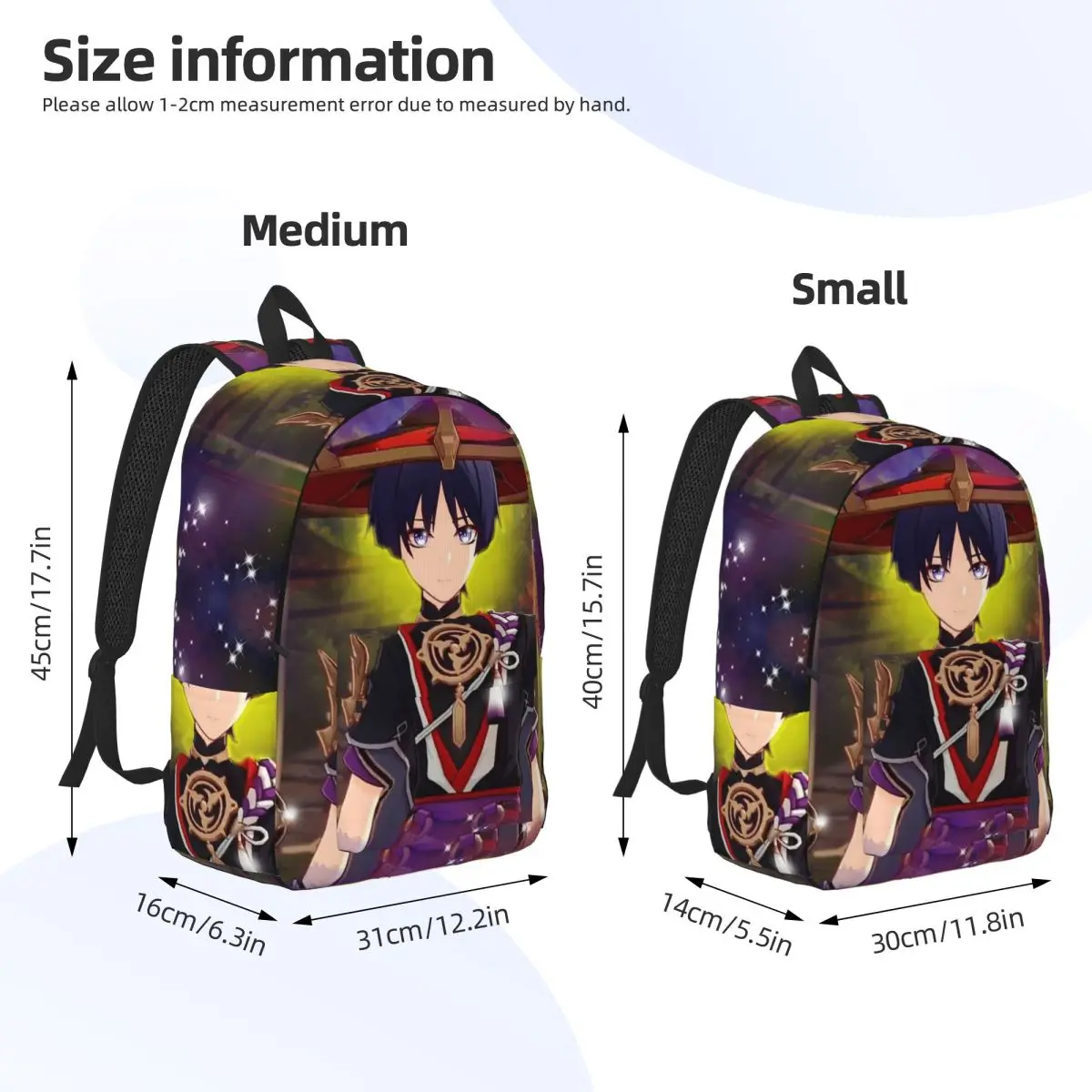 Scaramouche Genshin Impact Husbando Backpack Daypack Large Capacity Kids BookBag School Bag Shoulder Bags for Men Women