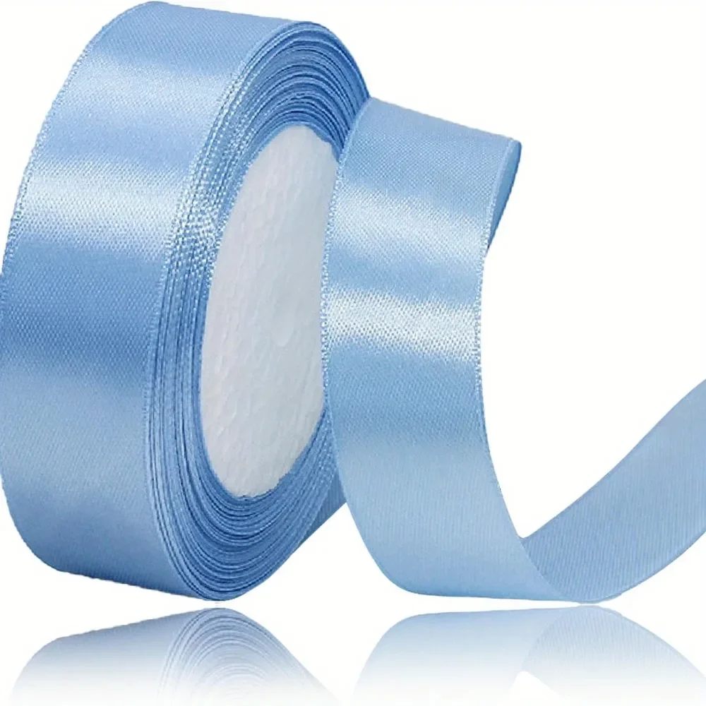 Light Blue Satin Ribbon 1 inch x 25 Yards, Fabric Ribbon for Gift Wrapping, Party Decorations, DIY Sewing, and Handmade Trims