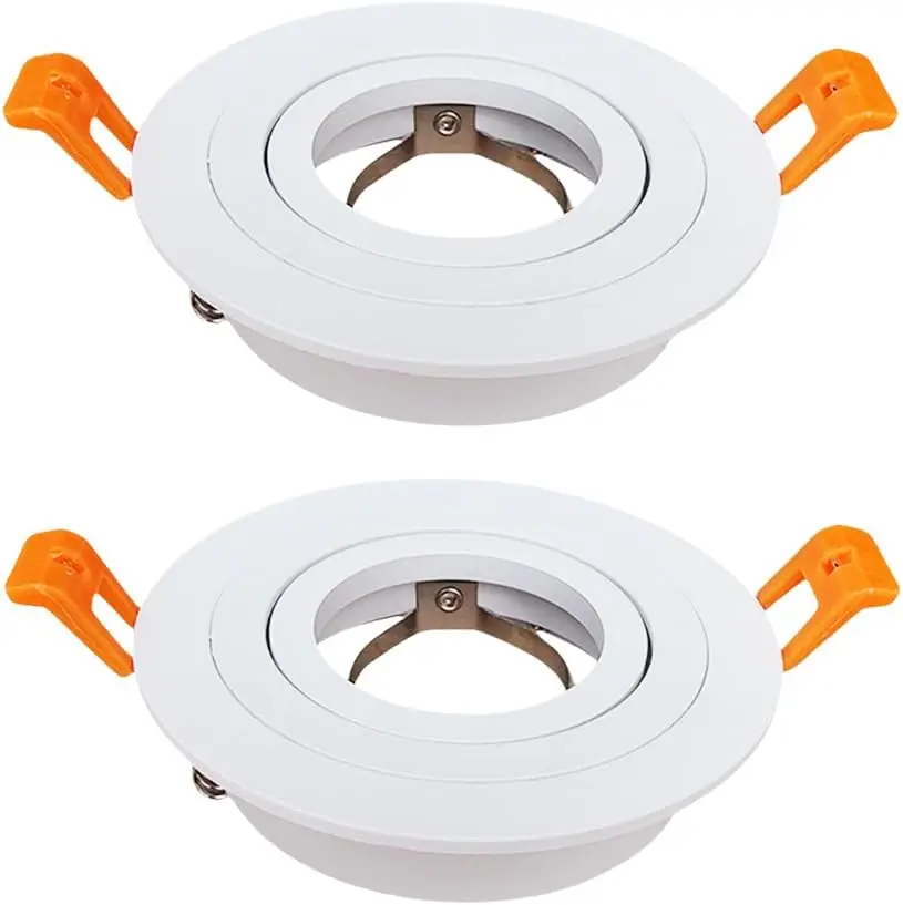2 Round White (3.6 inches), GU10 Downlight housing, Inlaid Socket Ceiling Light Frame, Suitable for Bulb Frame, 75mm Aperture,