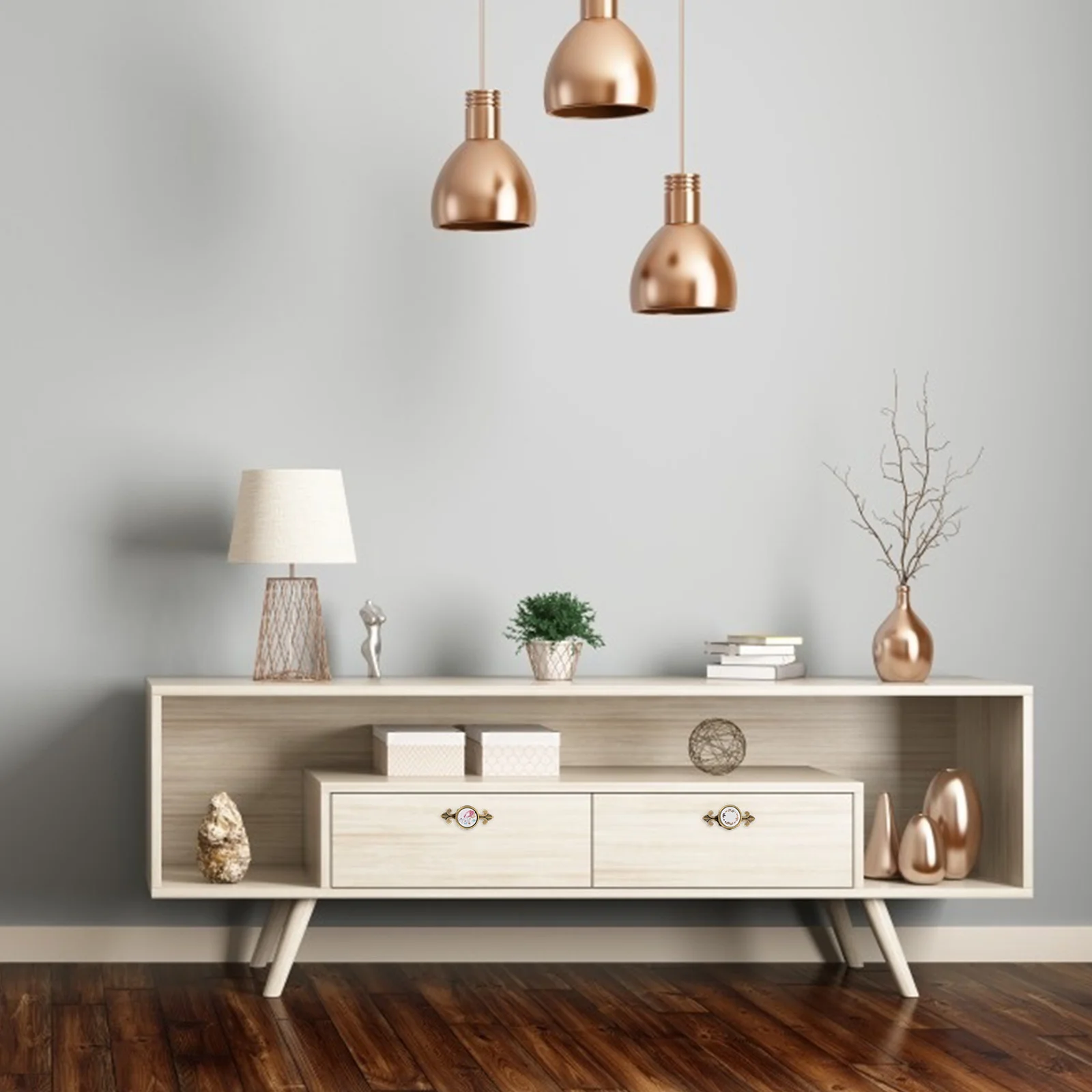 

6Pcs Ceramic Handle Modern Simple Design Smooth Finish No Burrs Easy Install for Wardrobe Cabinet Drawer Furniture Decorative