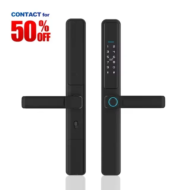 

Sinovo Digital Lock WIFI Tuya APP Control Card Fingerprint Intelligent Electric Aluminum sliding Smart Door Lock With Camera