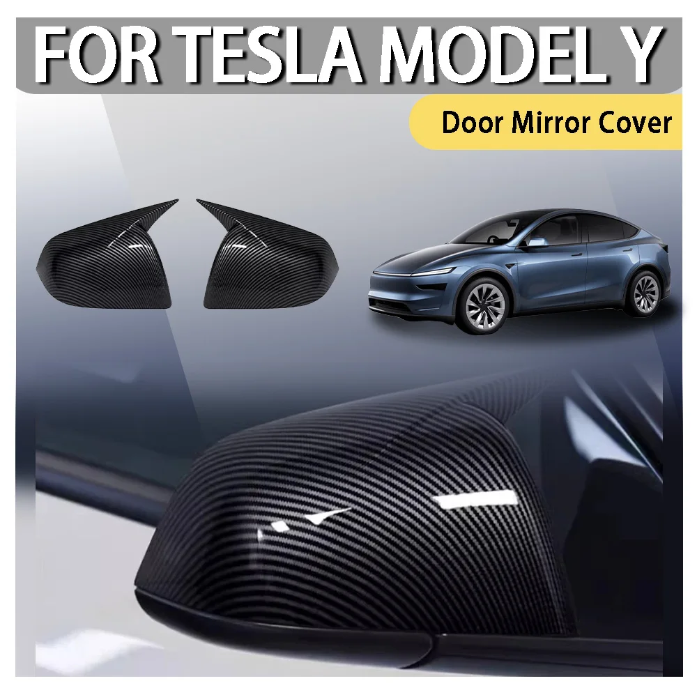 Door Mirror Cover For Tesla Model Y Paste Style Rearview Mirror Cover Appearance upgrade Case Housing  Carbon Fiber