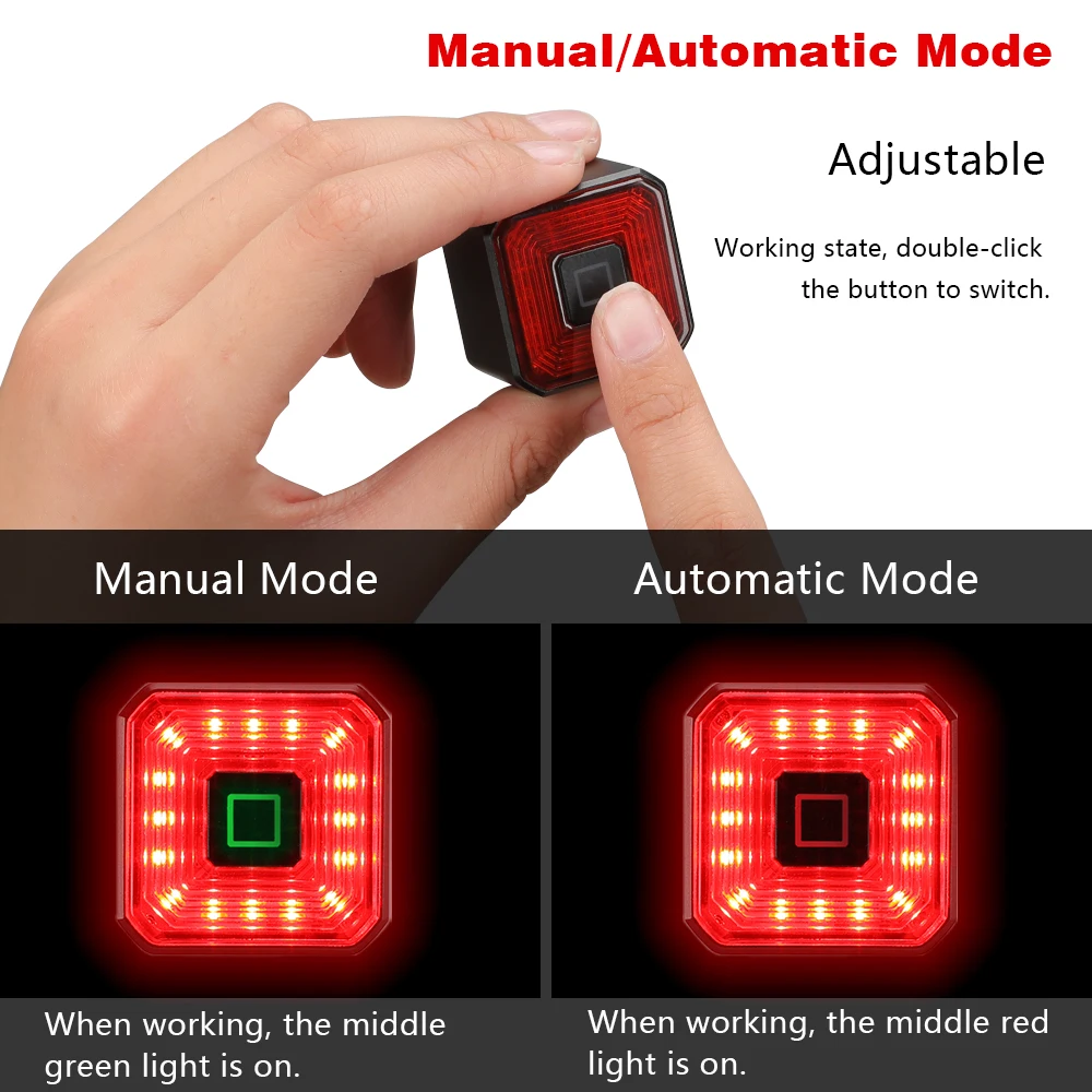 Rockbye Bicycle Smart Auto Brake Sensing Light Waterproof LED Charging Cycling Taillight Bike Rear Light MTB Bike Accessories