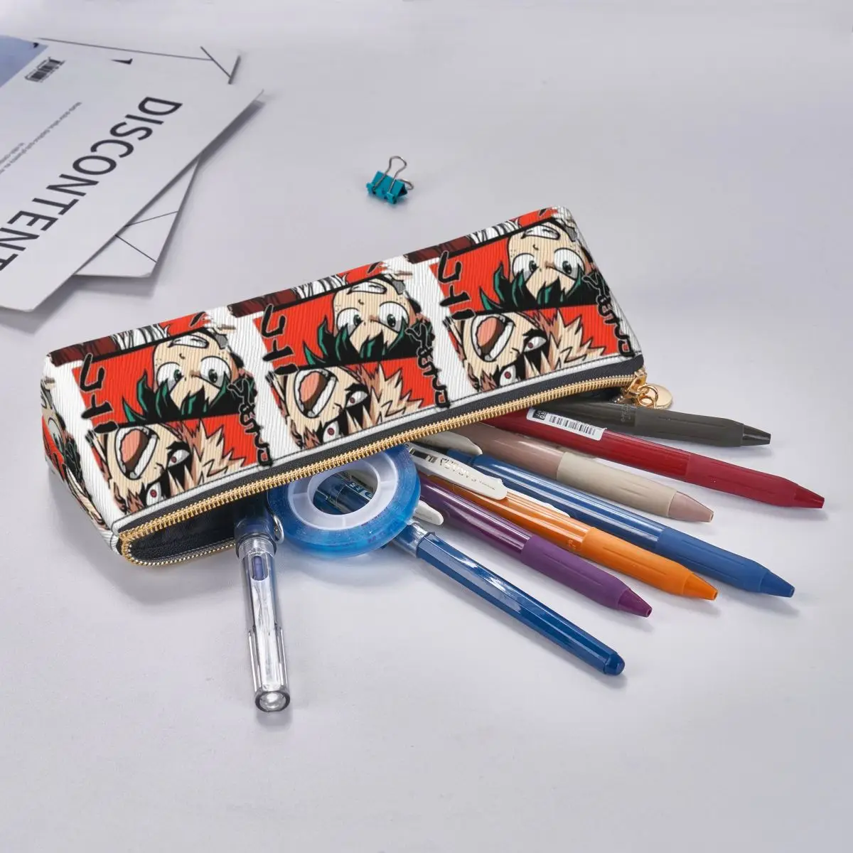 بلدي بطل الأكاديمية Katsuki Bakugo أنيمي مقلمة حامل قلم تخزين لوازم مكتبية سعة كبيرة صندوق القلم حقيبة أقلام رصاص Studen