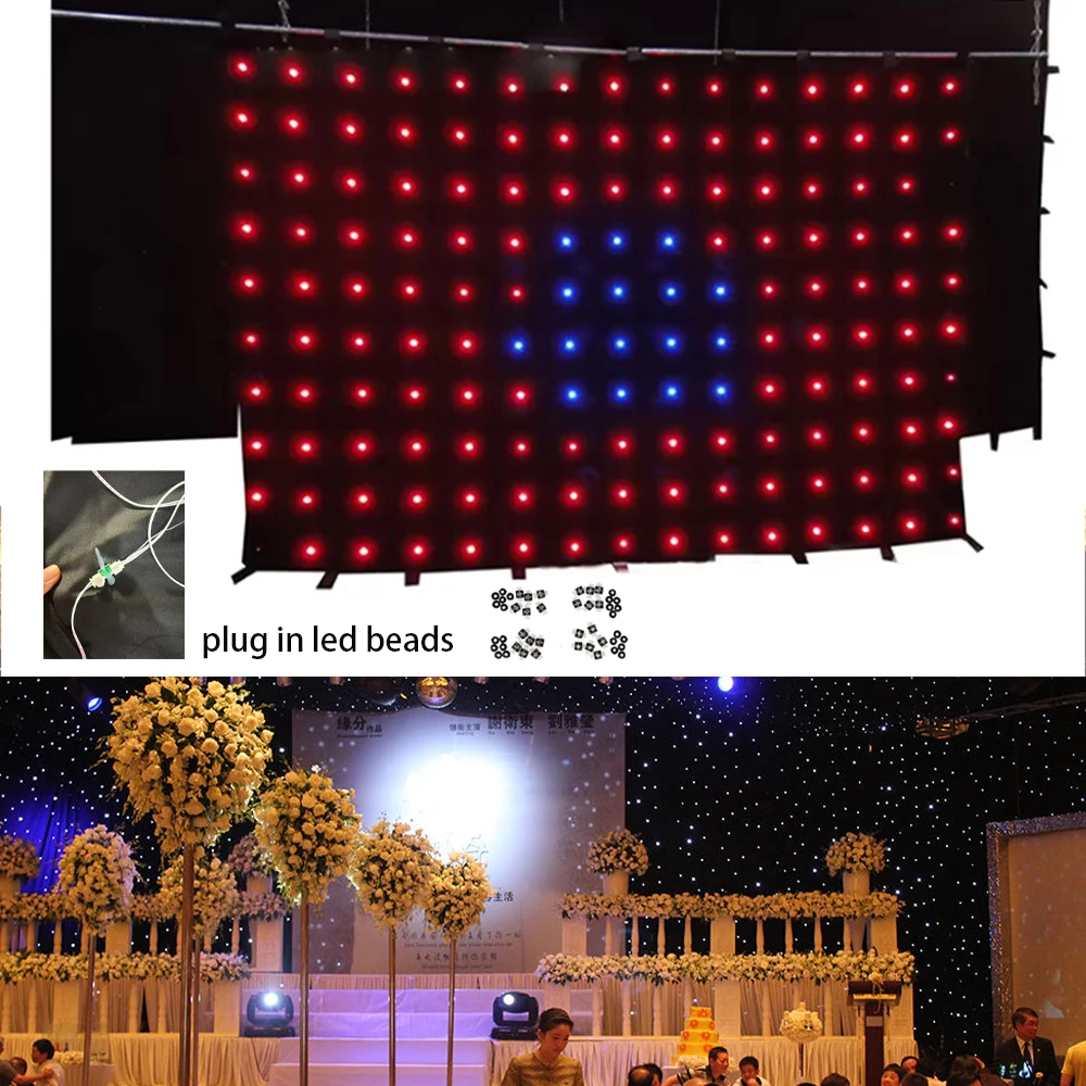Size 4X6M Stage Starry Sky Curtian RGBW Led Wedding Decoration Backdrop Fireproof Cloth Light Dmx Control Led Star DJ Curtain