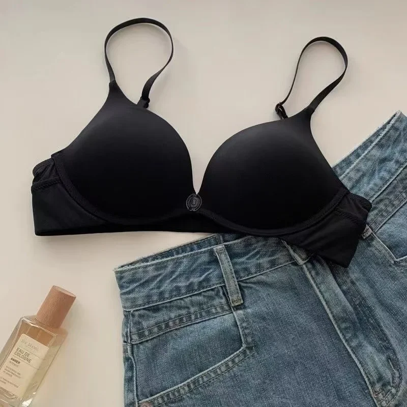 Sexy Front Buckle Small Breasts Not Empty Cups Ultra-thin Bra Summer Thin Women Underwear U-shaped Back Push Up Anti-sagging Bra