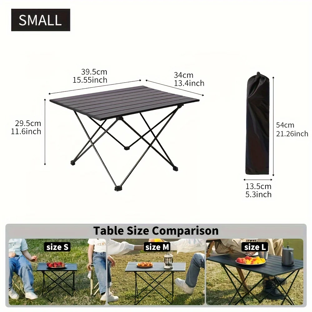 Klapptisch, robust, tragbar, klappbar, quadratisch, Aluminium-Esstisch für drinnen und draußen, mit Aufbewahrungstasche für Picknick, Camping