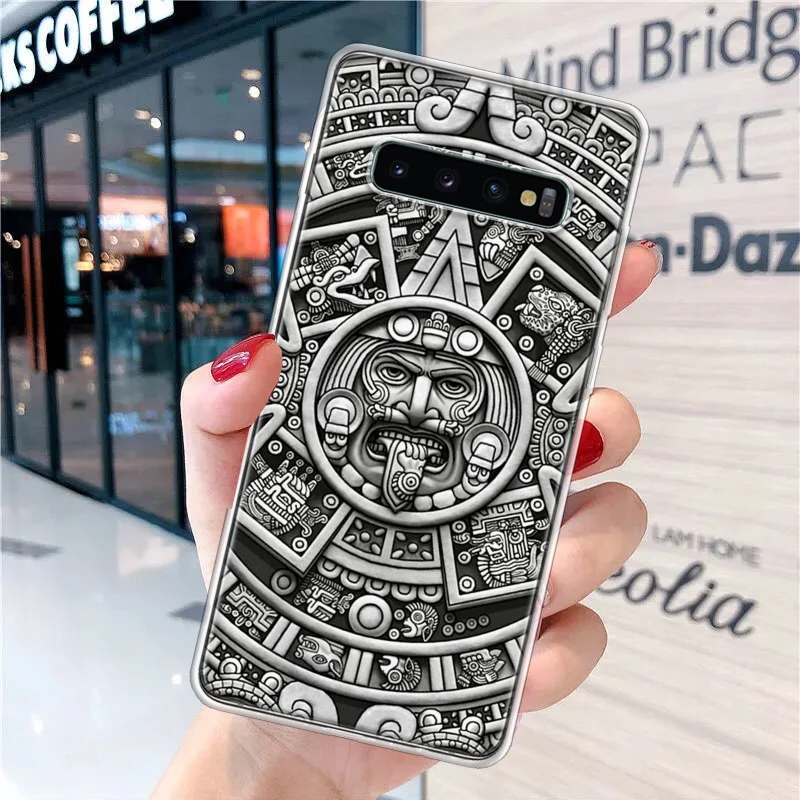 Mayan Stone Totem Pole Soft Phone Case for Samsung Galaxy S24 S23 S22 S21 Ultra S20 FE S10 Plus S10E S9 S8 + Fundas Cover Capa