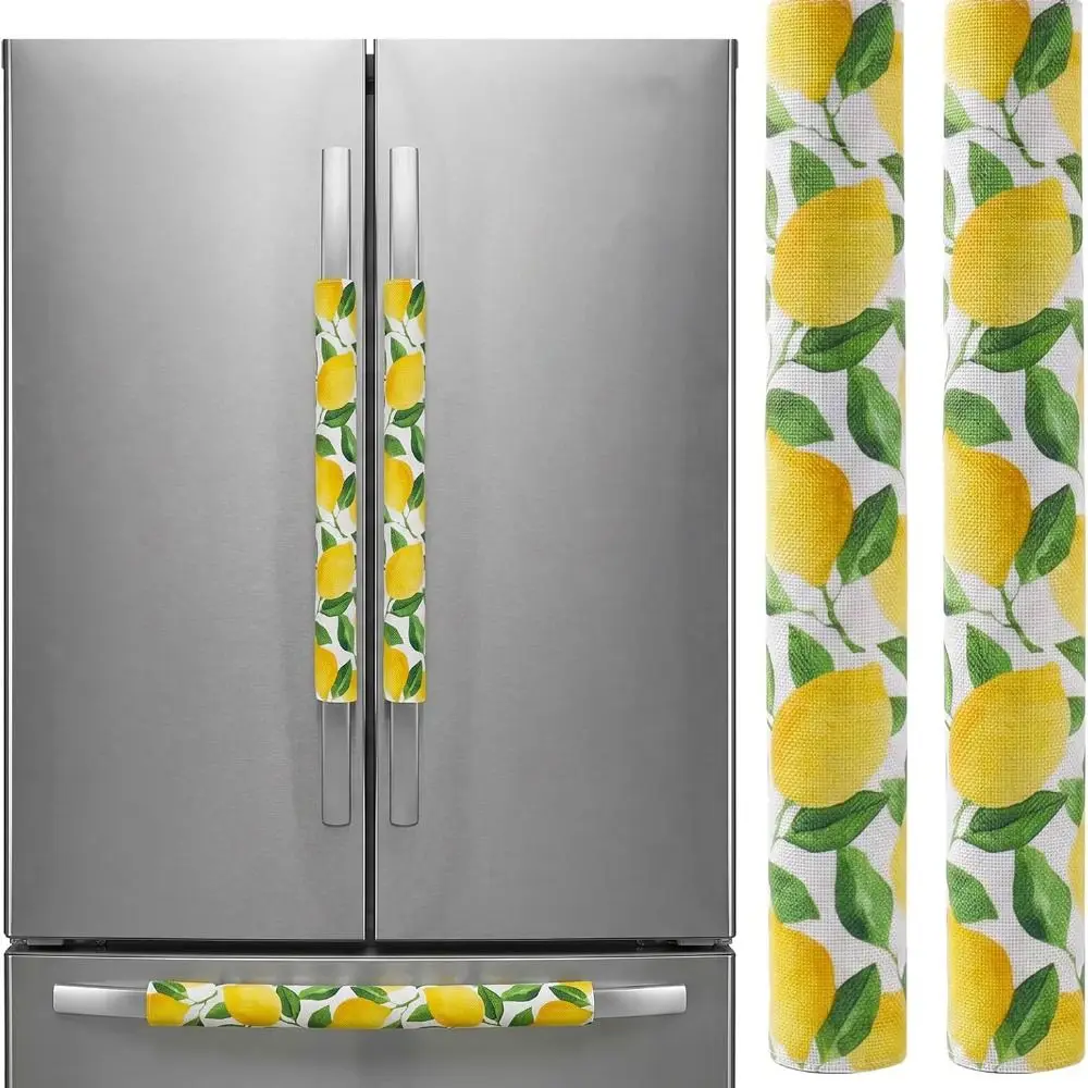 2pcs Washable Fridge Handle Covers Food Stain Resistant Anti-Fingerprint Freezer Handle Protectors Universal Oven Handle Covers