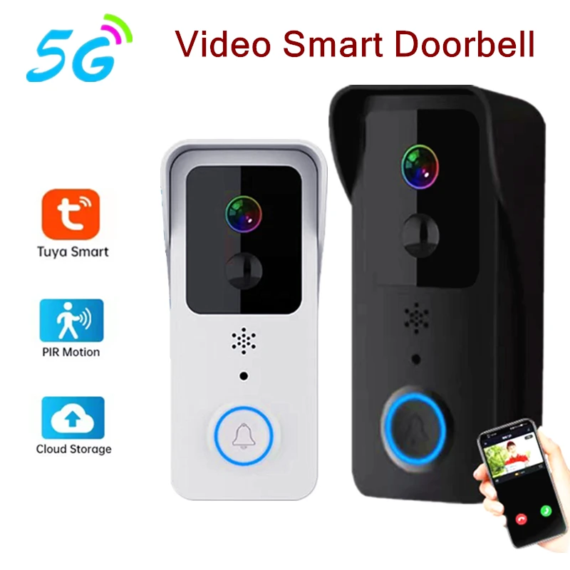 Tuya WiFi 5G Video Doorbell Wireless 1080P Camera PIR Motion Detection Outdoor Security Smart Home Waterproof Intercom for Home