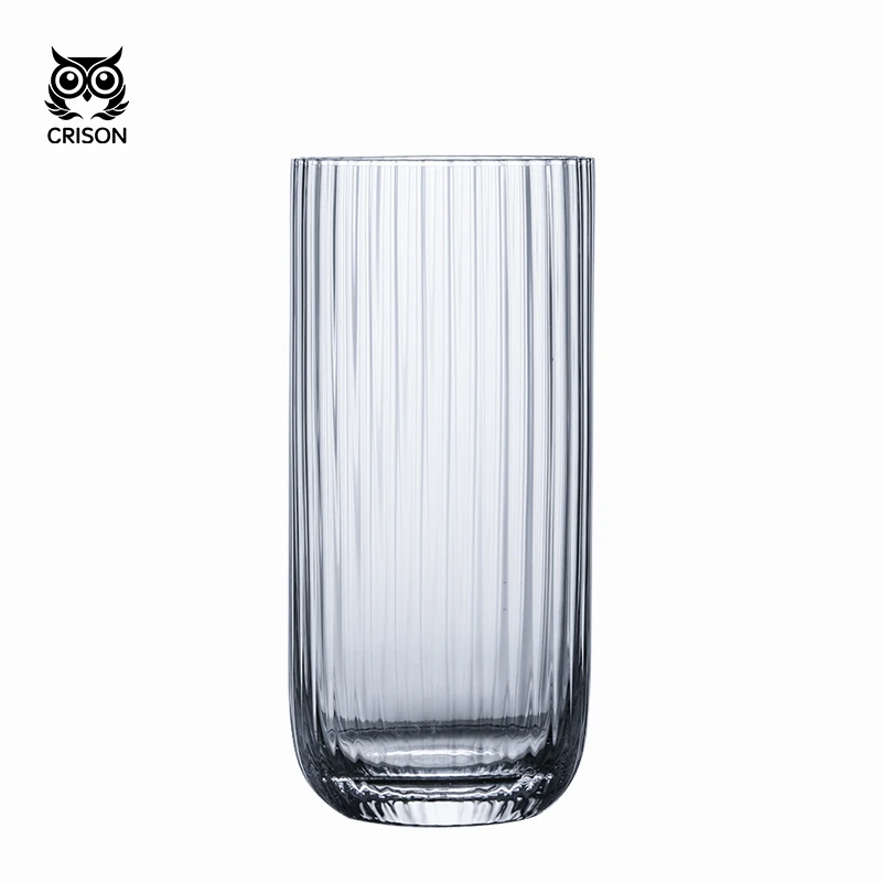 

CRISON INF03 Vertical Striped Crystal Glass Long Drinking Cup for Home Use Cocktail And Juice Glass