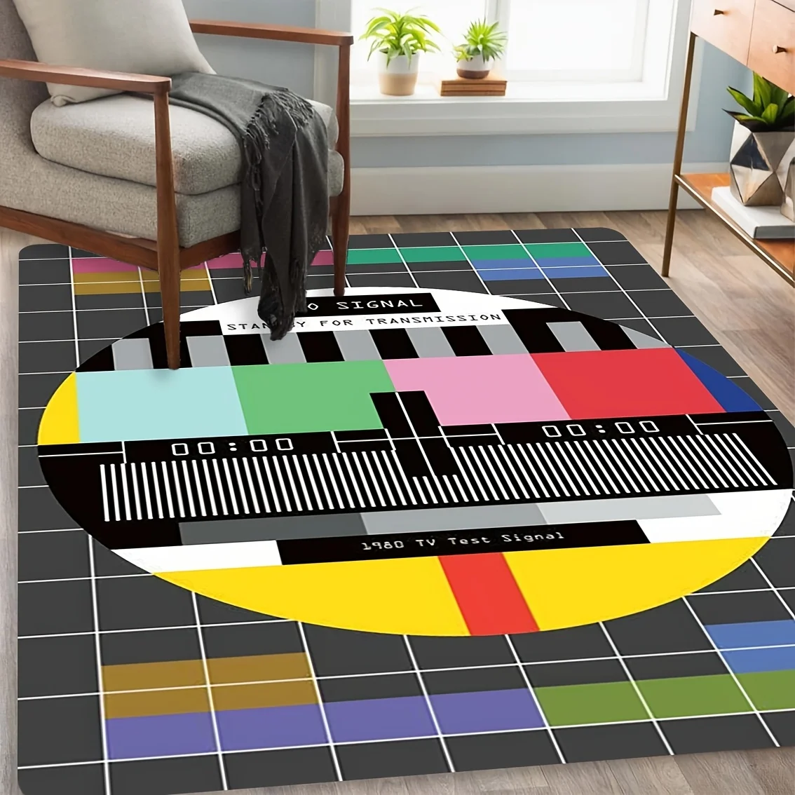 Festive Contemporary Shape Motif Rectangular Rug Decorative Non Slip Door Mat Versatile Accent For Gym Dance Studio Lounge Room