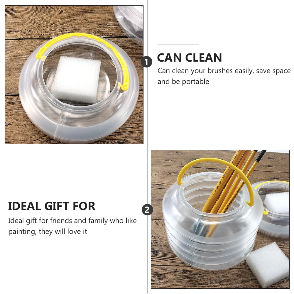

5 set Transparent Wash Pen Bucket Telescopic Brush Washing Bucket For Camping Travel Art Class Painting Watercolor Easy Carry