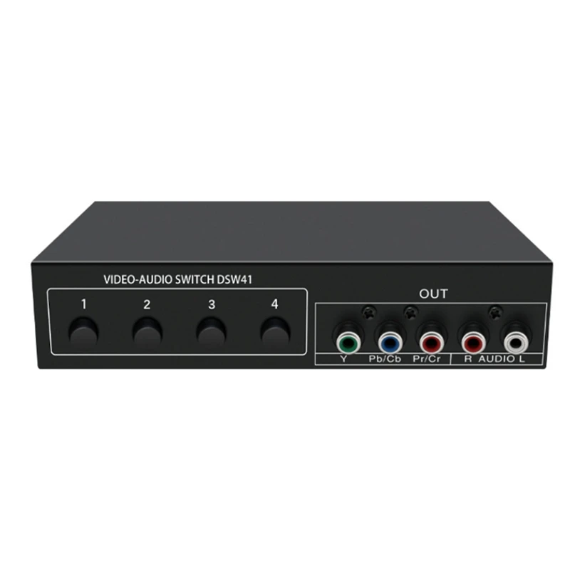 

4X1 Component Video Signal Switcher Ypbpr Ycbcr Audio DSW41 Divider Panel Button Manual Switch CVBS 720P Metal Shell