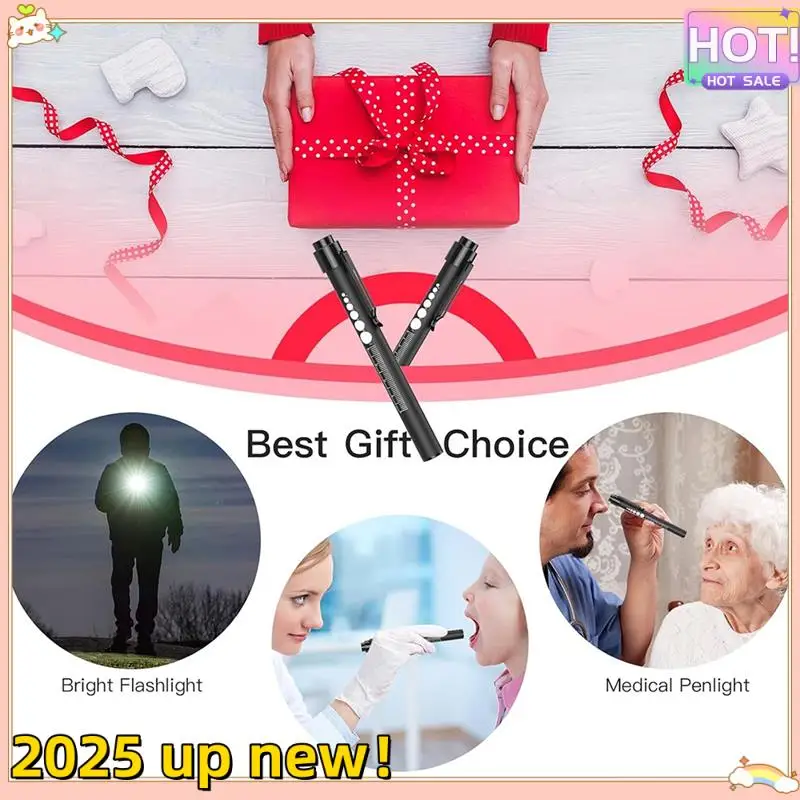 

Стильные перезаряжаемые фонари-ручки с манометром для учеников и линейкой для медсестер, врачей, теплый/белый свет, 2 шт.