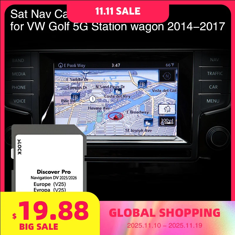 

Compatibility for Volkswagen Golf 5G from 2014 to 2017 Car Station Wagon Cover Netherlands Spain Greece Maps GPS SD Card