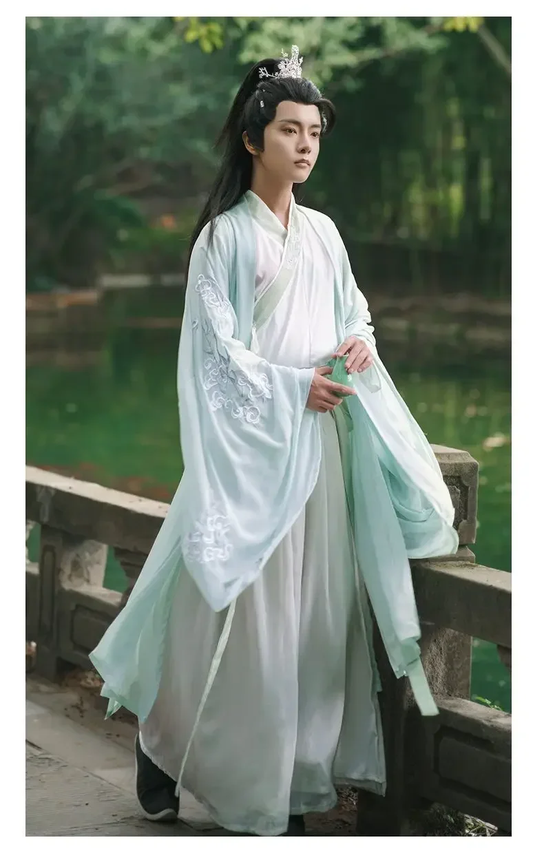 고대 중국 한푸 원피스 남성 여성 빈티지 전통 자수 한푸 할로윈 카니발 코스프레 코스튬 플러스 사이즈 3XL