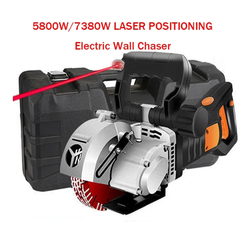 5800W/7380W Laser Positioning Electric Wall Chaser Groove Cutting Machine Steel Concrete Slotting Machine Circular Saw Cutter