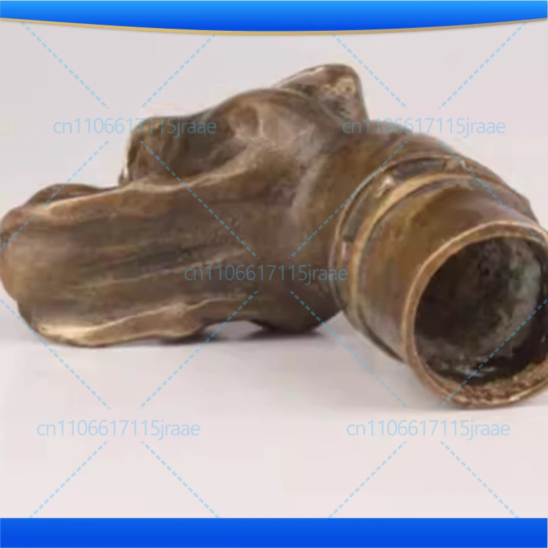 Copper Statue Old Bronze Hand Carved Skull Statue Cane Walking Stick Head Three shape selection view 4