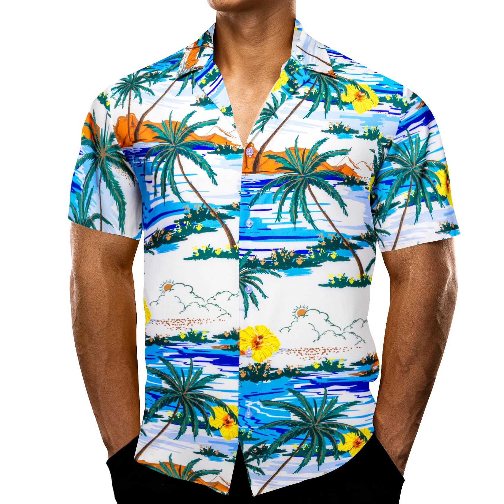 

Hi-Tie Men's Sea beach-Short Sleeve Shirt, Soft, Stylish, Casual Outings, Summer Days, Outdoor Adventures & Versatile