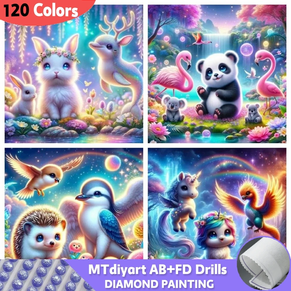 Cartoon 120 Colors Animals AB Fairy Dust 5D Diamond Painting New Arrivals Rabbit Bird Full Drills Embroidery Mosaic Home Decor