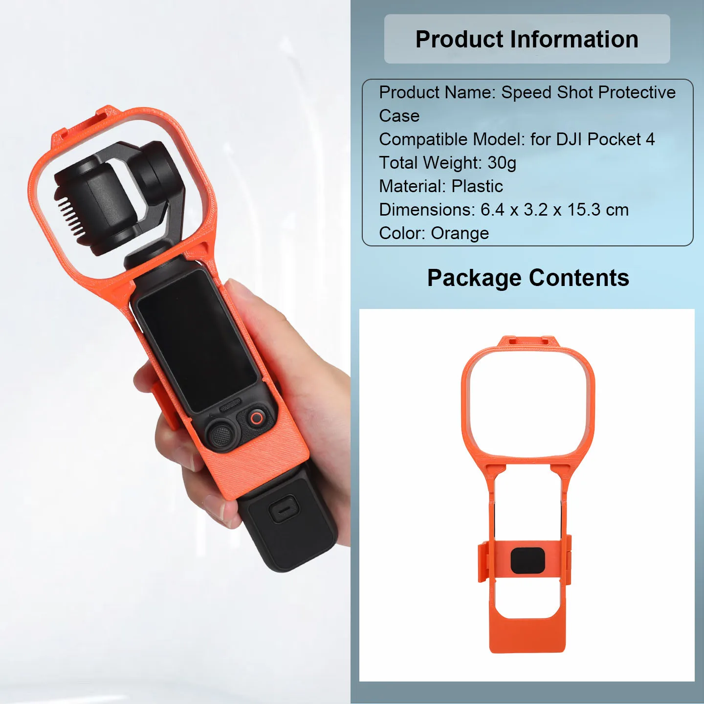 

​Quick Shoot Protective Case for DJI Pocket 4 Camera Ultra Light with Cold Shoe Anti-Scratch Slim for Mic Light Handle Strap