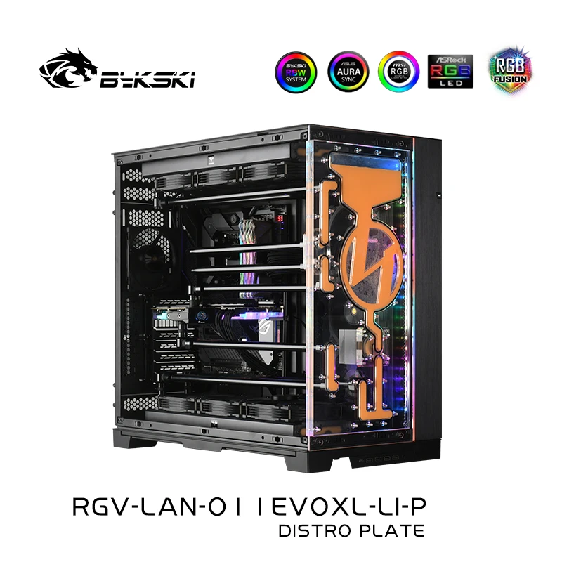 Bykski Distro Plate Waterway Boards For LIAN LI O11EVOXL PC Case, Water Cooler Reservoir With DDC Pump,RGV-LAN-O11EVOXL-LI-P