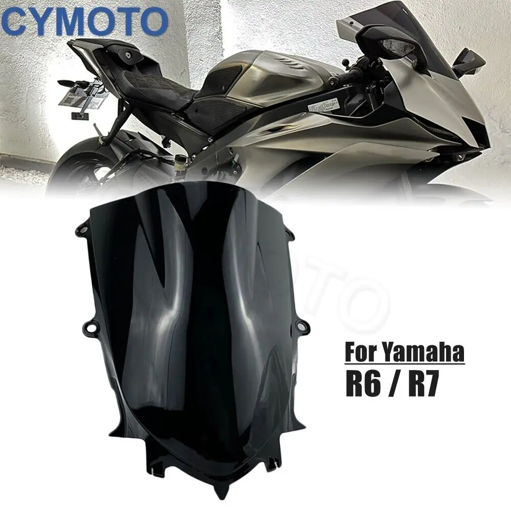 Motorcycle Windscreen Windshield Double Bubble for Yamaha YZF 600 R6 2017-2021 YZF R7 2021-2022  Motorcycle Accessories