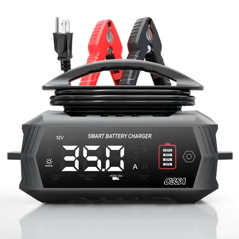 35A Car Battery Charger 6V/12V/24V Smart Charger for Lithium LiFePO4 Lead-acid AGM Batteries Automatic Motorcycle Charger