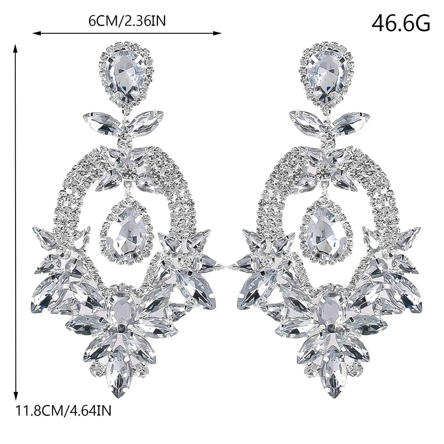 Exaggerated Large Rhinestone Earrings Dangling Bling Temperament Design Wedding Oversized Statement Earrings Formal Gift Costume