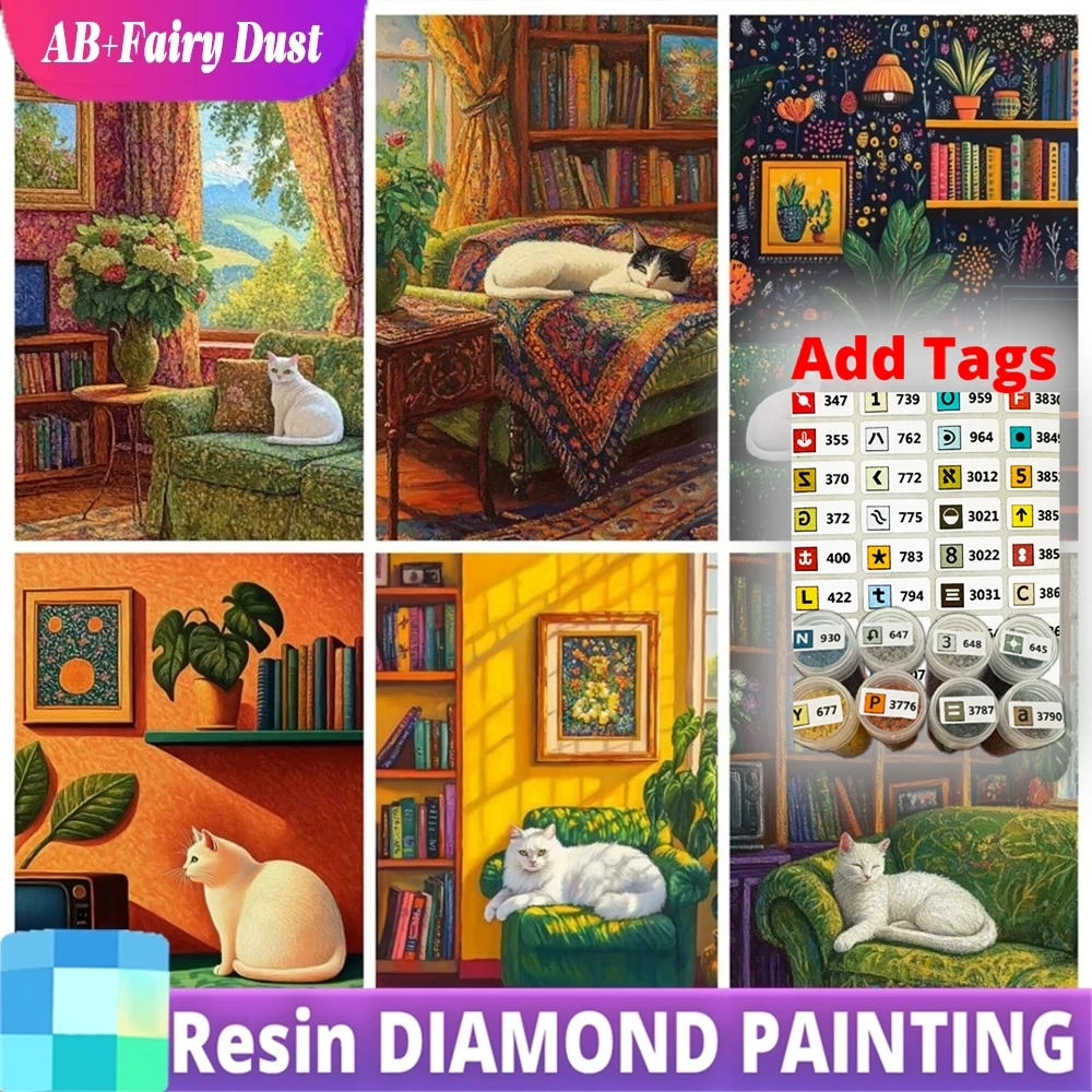 

Resin Fairy Dust AB Diy Diamond Painting New Collection 2026 Animal Cat Full Rhinestone Embroidery Cross stitch Mosaic Picture W