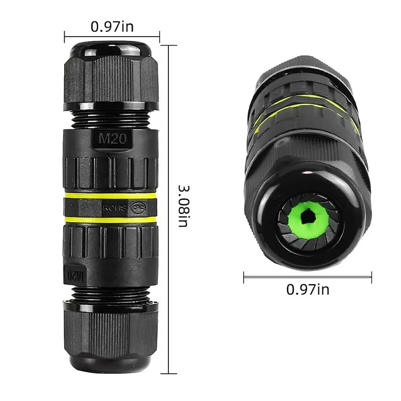 

A64K 5Pc IP68 Waterproof 2 Way 3-Core Junction Box Electrical Cable Connector M20 Wire Range(5-12mm),for Outdoor Repair
