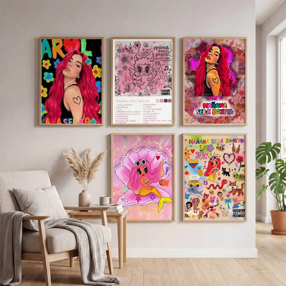 Karol g Manana Sera Bonito Poster Self-adhesive Art Waterproof Paper Sticker Coffee House Bar Room Wall Decor