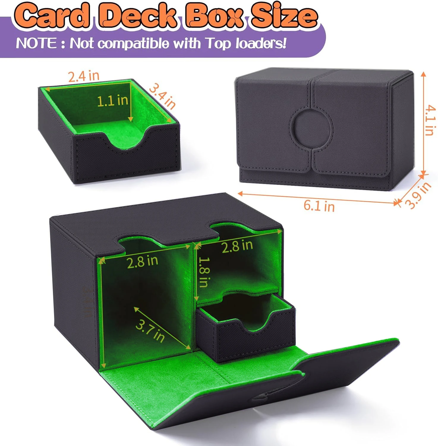 200+ Trading Cards Storage Box PU Leather Commander Card Deck Case Magnetic Closure Card Holder Fits for Magic Game Cards