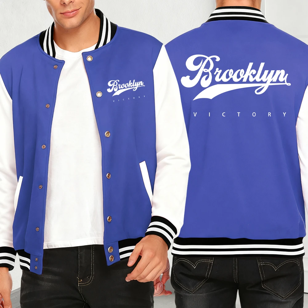 

Brooklyn Victory Logo Print Clothes Men Fashion Y2K Menswear Soft Loose Jackets Autumn Casual Streetwear Hip Hop Unisex Coat