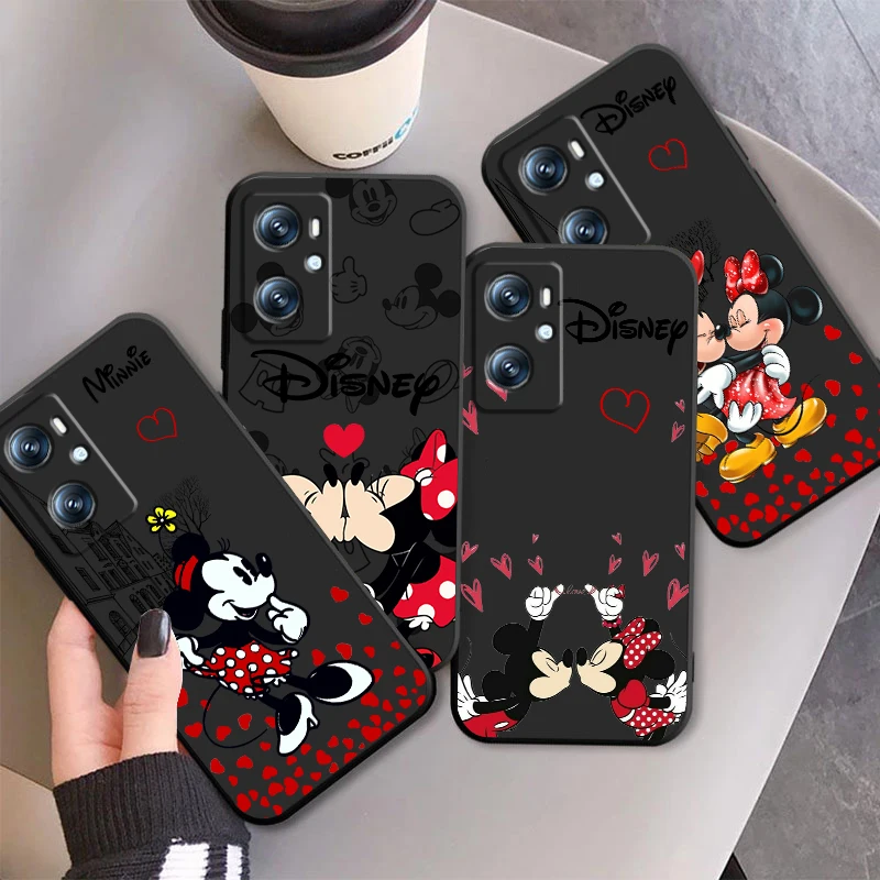 Disney Minnie Mickey Pink For OPPO Find X6 X5 X3 A54S A5 A94 A16 A53S A57 A74 A72 A98 A78 A96 A9 5G Black TPU Phone Case