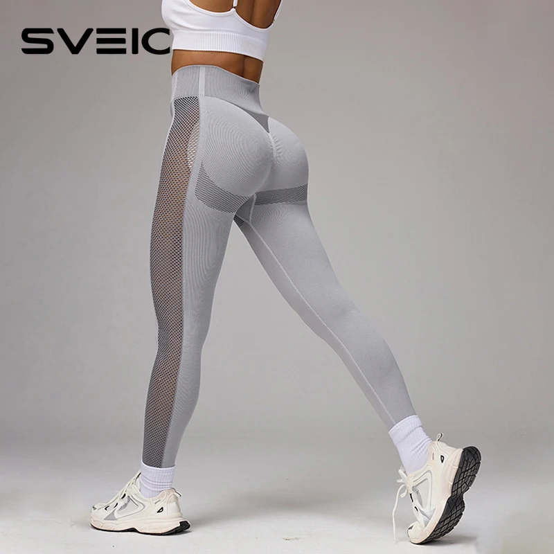 

SVEIC Seamless Yoga Leggings Sport Mesh Hollow Women Fitness Pants Breathable Sweatpants High Waist Leggings Workout Gym Clothes
