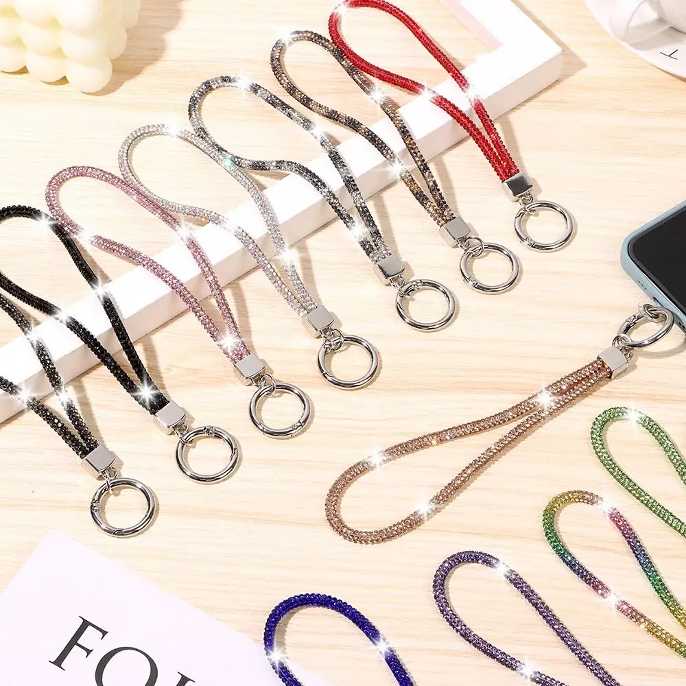 Luxury Keychain Bright Fashion Diamond Crystal Anti-lost Rope Chain Straps Rhinestone Phone Lanyard Hanging Cord
