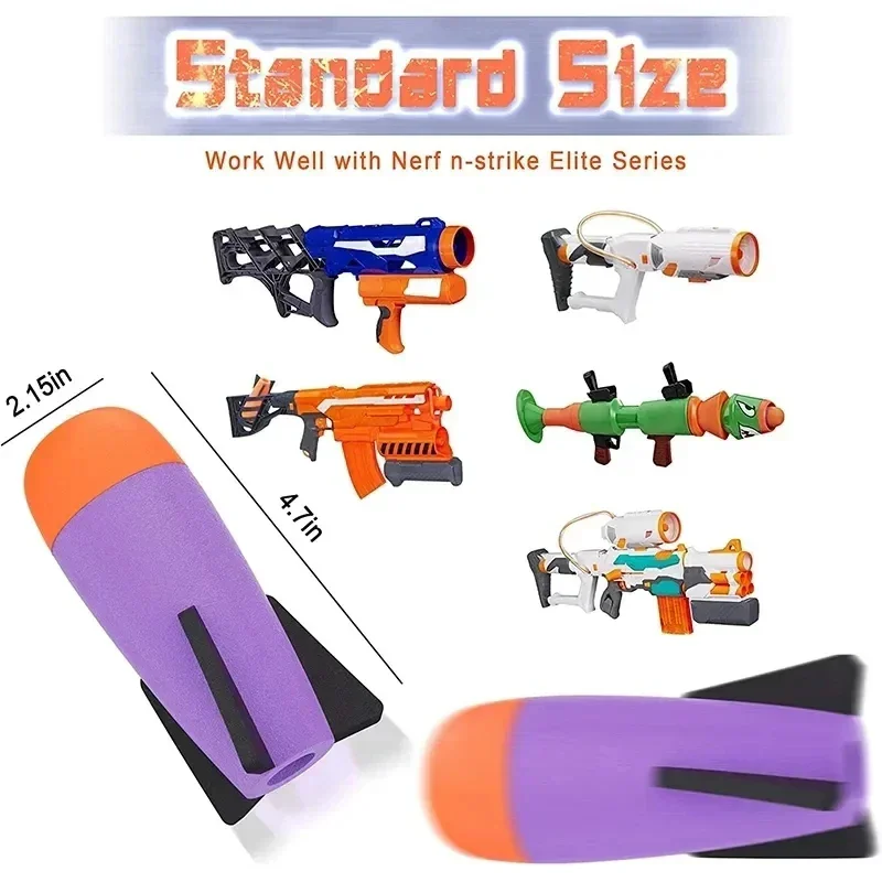 Foam Mega-Missile Refill Pack Toy Bullets Accessories Compatible for Nerf Rocket N-Strike Elite Series Missile Blaster Launcher