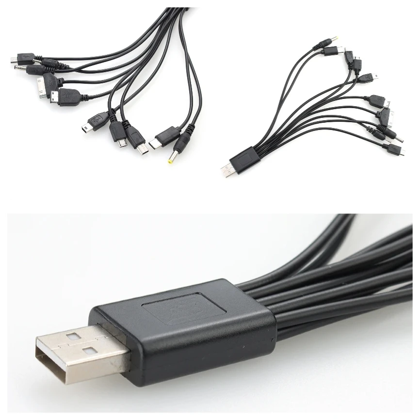 

300pcs 20cm 10 in 1 USB Cable Multi Port Universal Charger Cord Wire Charging for Samsung Xiaomi Mobile Phone MP3 Earphone