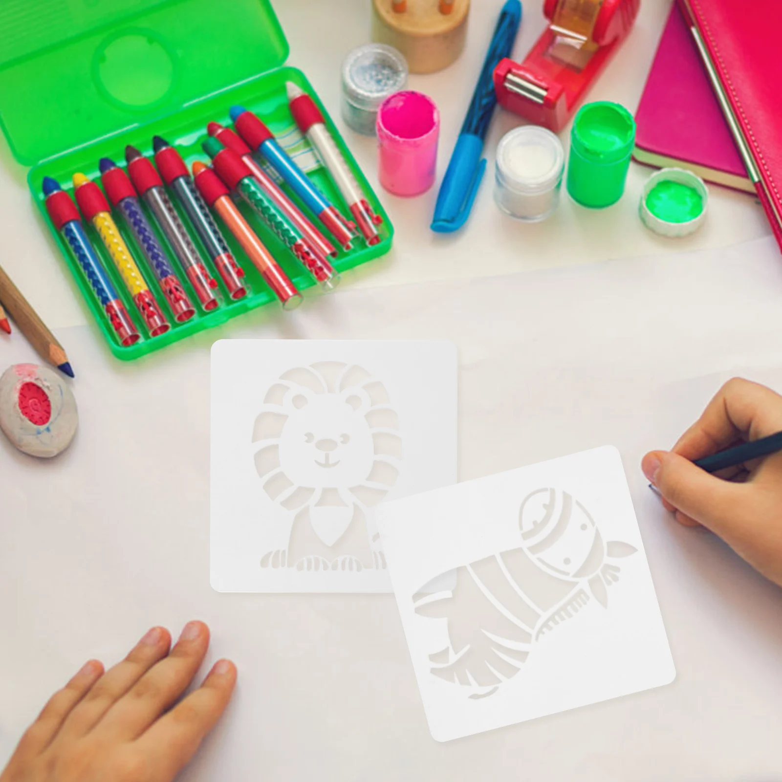 

16 Pcs Cartoon Drawing Template Animals Texture Stencil Paint Lovely Painting White for s Stencils Templates Child