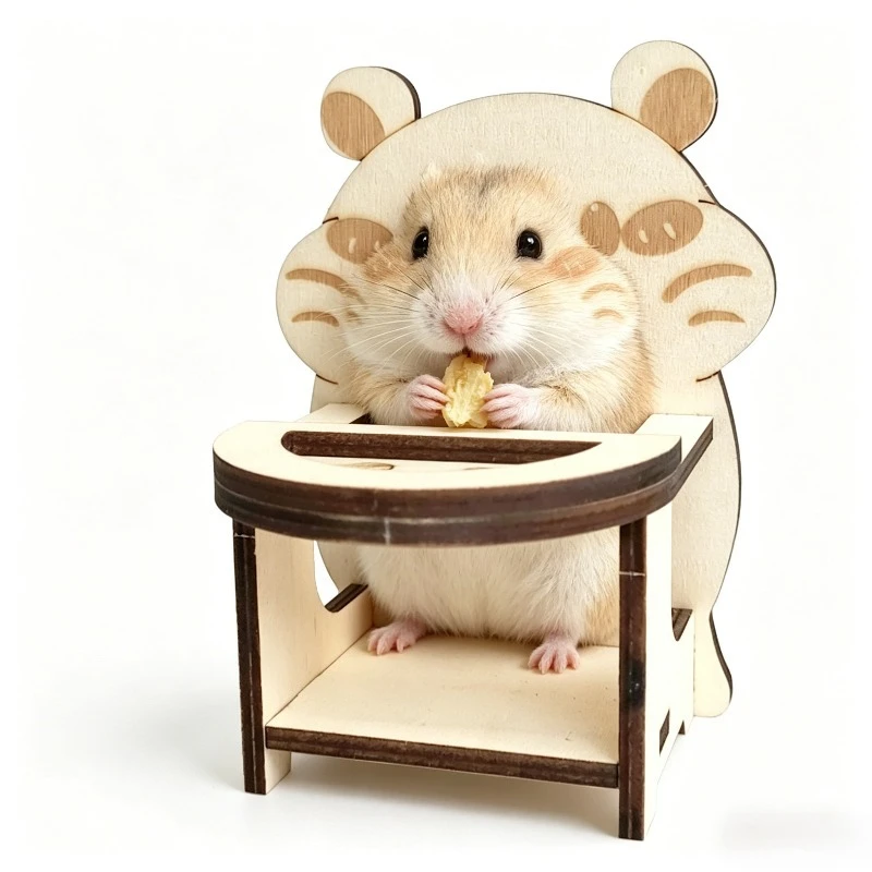Hamster Wooden Dining Table Chair Cute Mini Furniture For Golden Bear Small Pet Feeding Toy Landscape Decor Photo Prop