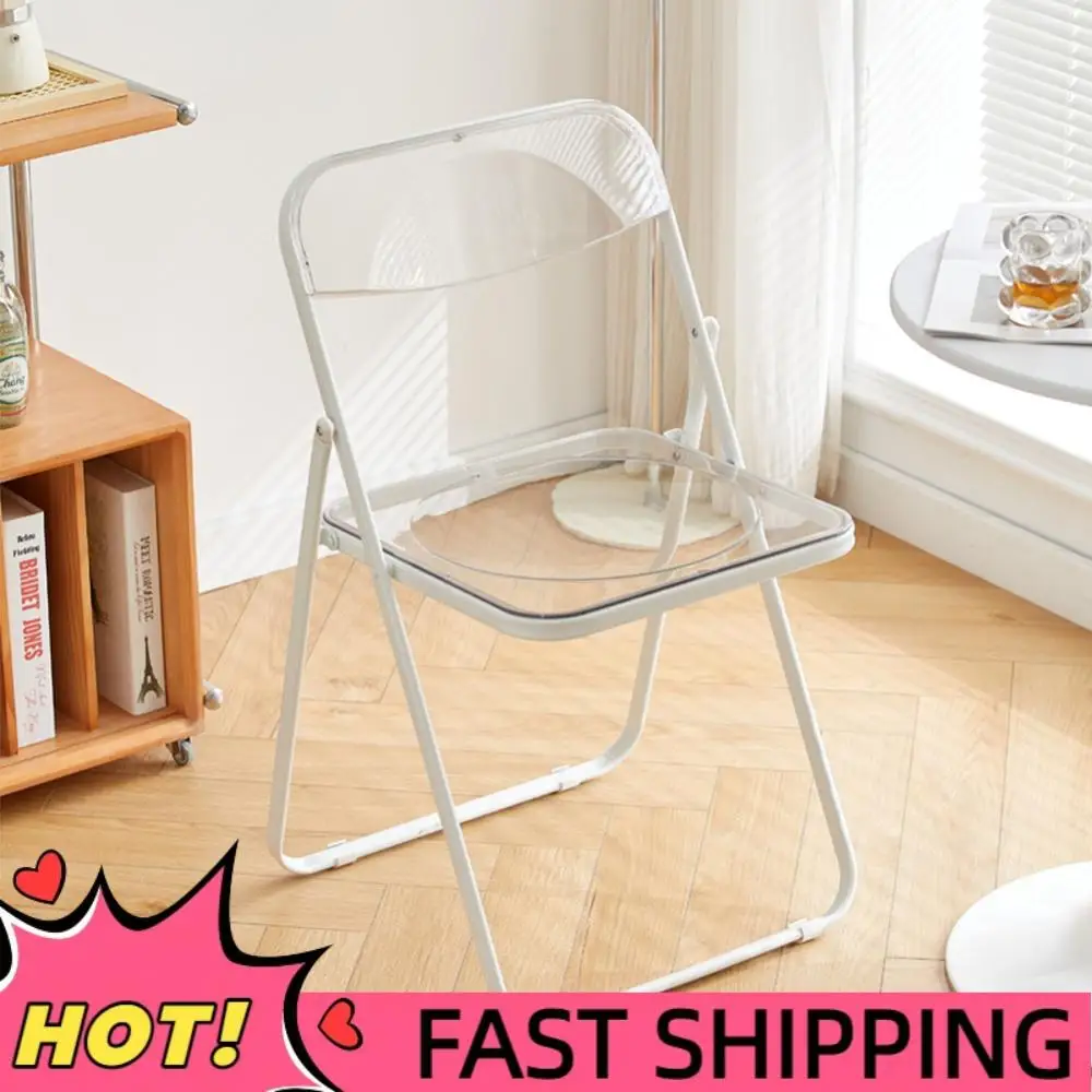 

Transparent Folding Chairs Acrylic Stackable Clear Living Room Seat with Chrome Frame Lightweight for Home Yard Parties
