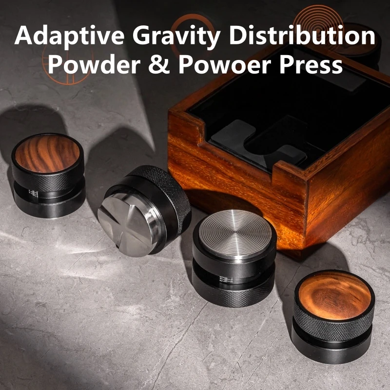 

51/53/58.35mm Coffee Tamper & Distributor Stainless Steel Adjustable Depth Calibrated Gravity Professional Barista Tools