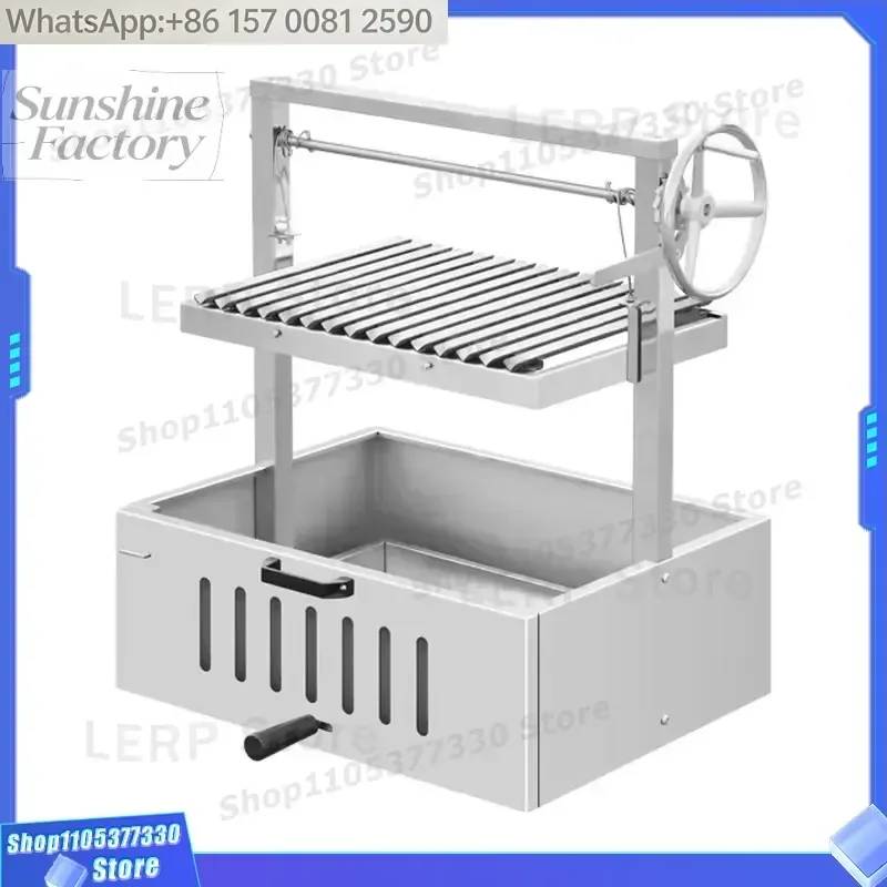 Table Top Camping Portable Charcoal Grill Built-in Stainless Steel Bbq Grill Outdoor With Height Adjustable V-Grate
