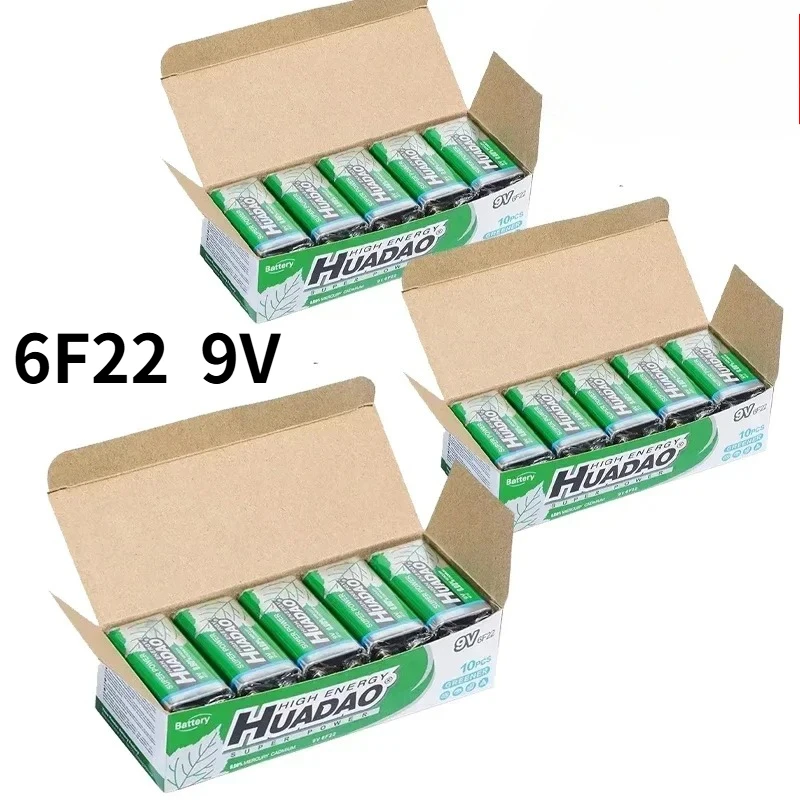 1100mAh 9V Battery Dry Cell 6F22 9 Volt Disposable Carbon Battery for Microphone Multimeter Smoke Alarm Walkie Talkie