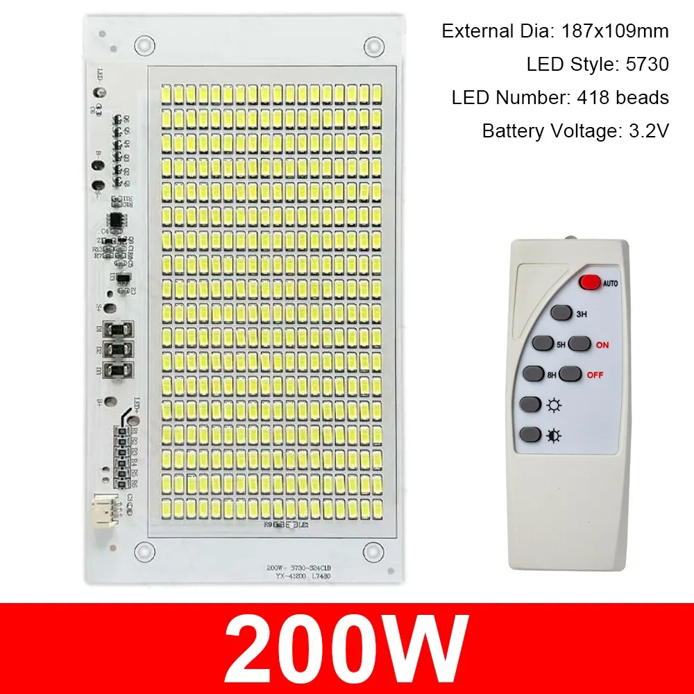 1Pcs 25/40/60/100/250W LED Solar Light Board SMD5730 High Brightness Light Source Panel with Remote Controller White Light