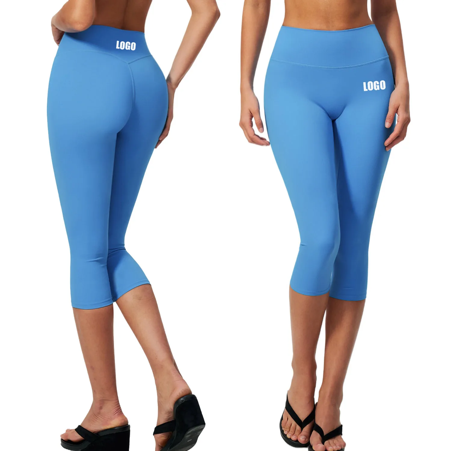 Custom LOGO women's new yoga pants high waist tight sports running outdoor fitness 19-color medium pants