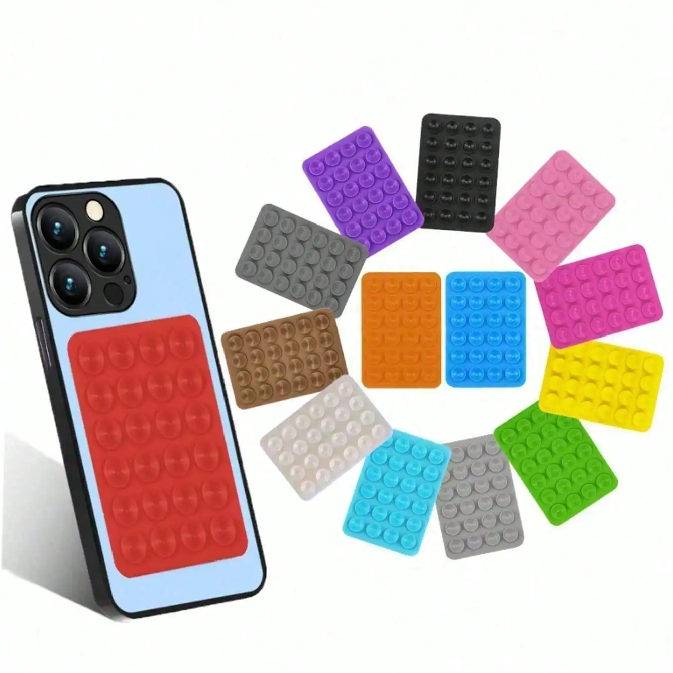 

1pc Square Silicone Suction Cup Phone Case With Silicone Suction Cup At The Back, Silicone Phone Suction Cup